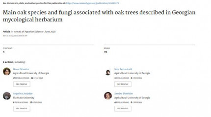 Main oak species and fungi associated with oak trees described in Georgian mycological herbarium