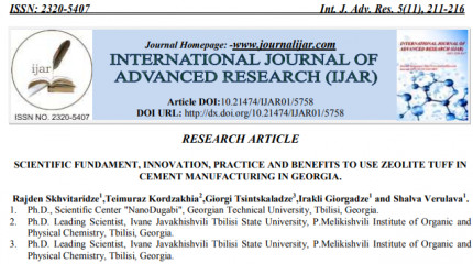 SCIENTIFIC FUNDAMENT, INNOVATION, PRACTICE AND BENEFITS TO USE ZEOLITE TUFF IN CEMENT MANUFACTURING IN GEORGIA