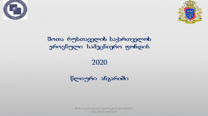 შოთა რუსთაველის საქართველოს ეროვნული სამეცნიერო ფონდის 2020 წლის ანგარიში