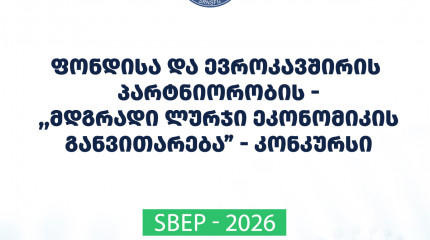 შოთა რუსთაველის საქართველოს ეროვნული სამეცნიერო ფონდი ევროკავშირის პარტნიორობის „მდგრადი ლურჯი ეკონომიკის განვითარება (SBEP)“ ფარგლებში აცხადებს კონკუ ...