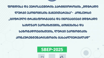 შოთა რუსთაველის საქართველოს ეროვნული სამეცნიერო ფონდი ევროკავშირის პარტნიორობასთან „მდგრადი ლურჯი ეკონომიკის განვითარება“ აცხადებს კონკურსს