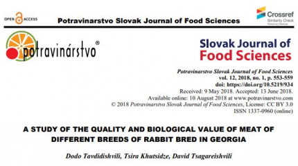 A STUDY OF THE QUALITY AND BIOLOGICAL VALUE OF MEAT OF DIFFERENT BREEDS OF RABBIT BRED IN GEORGIA