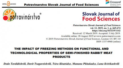 THE IMPACT OF FREEZING METHODS ON FUNCTIONAL AND TECHNOLOGICAL PROPERTIES OF SEMI-FINISHED RABBIT MEAT PRODUCTS