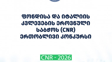 2026 წლის სსიპ – შოთა რუსთაველის საქართველოს ეროვნული სამეცნიერო ფონდისა და იტალიის კვლევების ეროვნული საბჭოს (CNR) ერთობლივი სამე ...