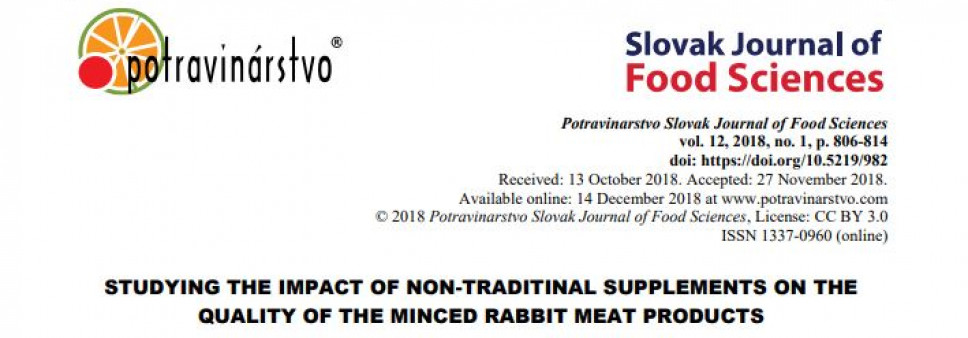 STUDYING THE IMPACT OF NON-TRADITINAL SUPPLEMENTS ON THE QUALITY OF THE MINCED RABBIT MEAT PRODUCTS