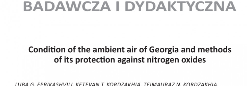 Condition of the ambient air of Georgia and methods of its protection against nitrogen oxides