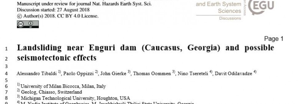 Landsliding near Enguri dam (Caucasus, Georgia) and possible 1 	seismotectonic effects 